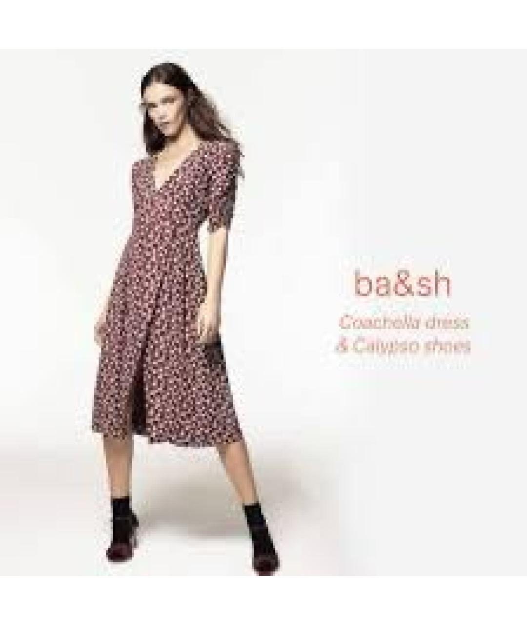 BA&SH Бордовое вискозное повседневное платье, фото 4