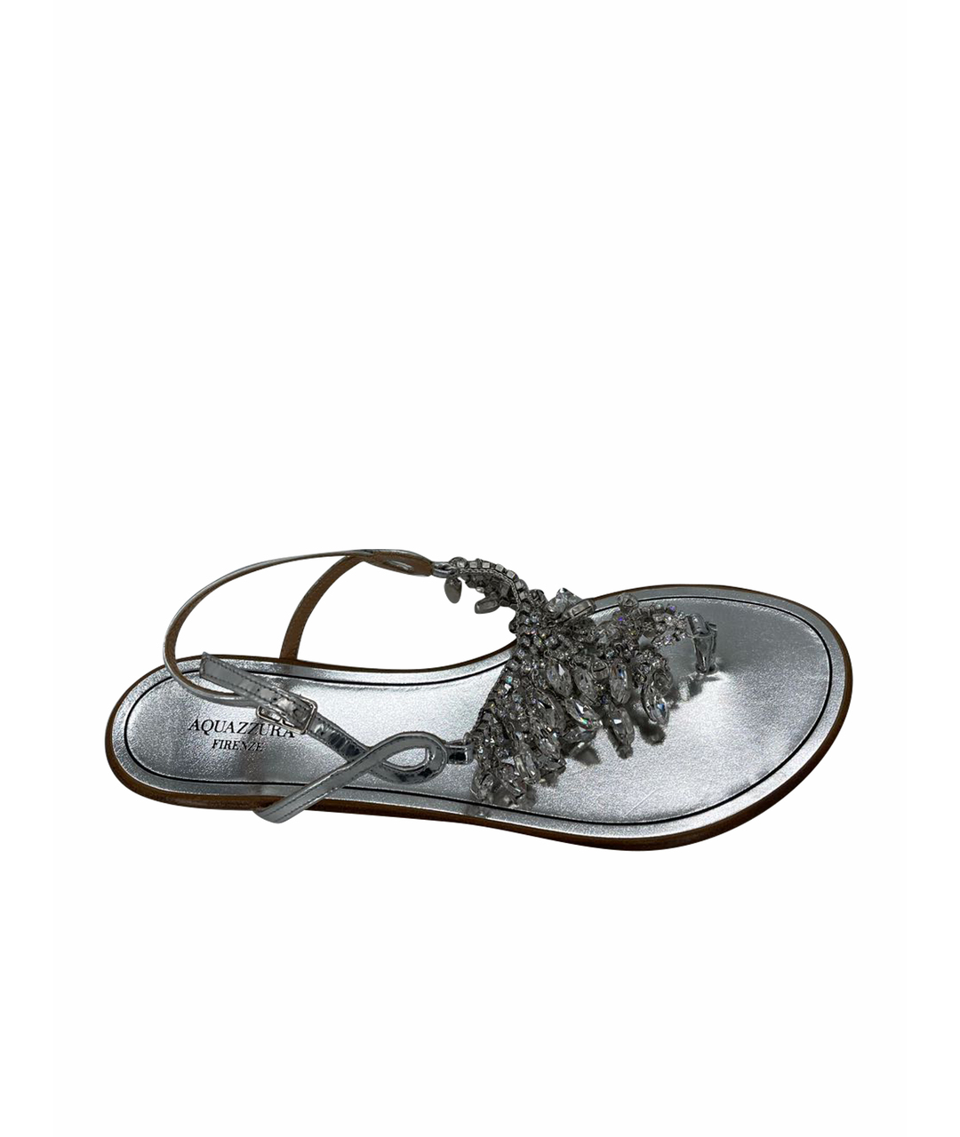 AQUAZZURA Серебряные кожаные сандалии, фото 1