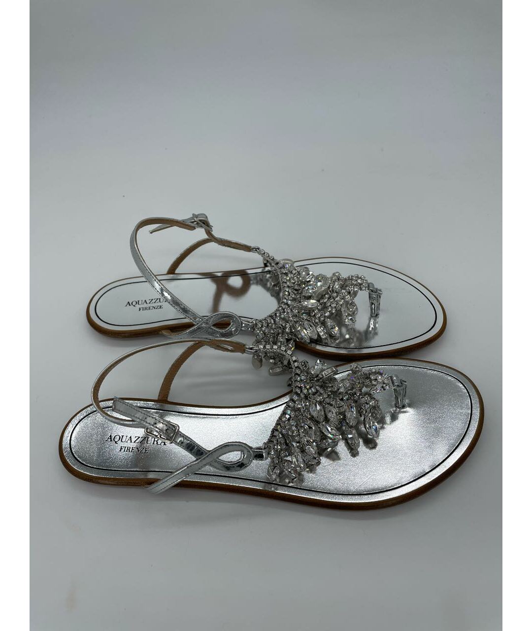 AQUAZZURA Серебряные кожаные сандалии, фото 5