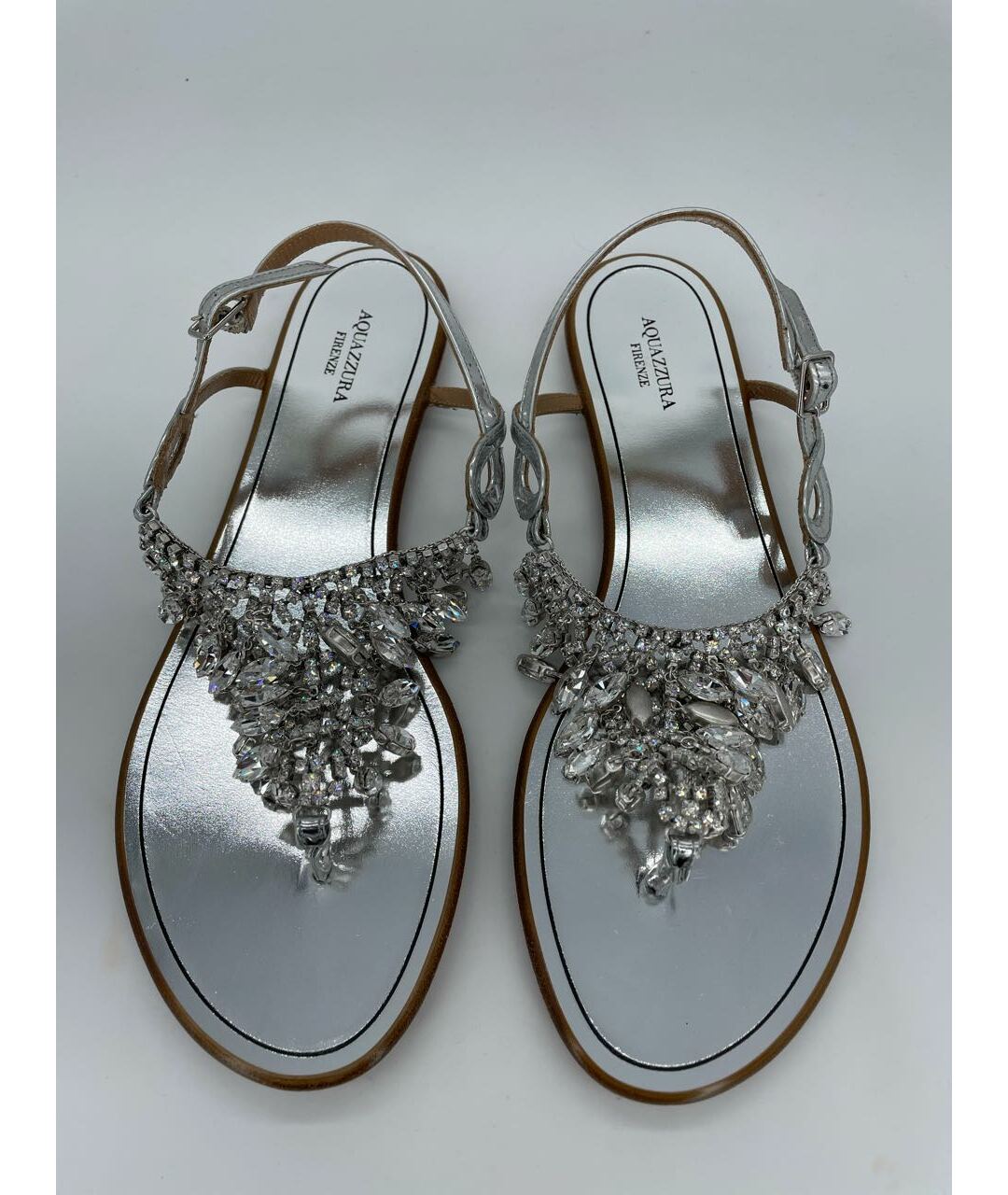 AQUAZZURA Серебряные кожаные сандалии, фото 2