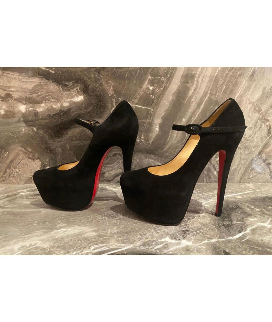 CHRISTIAN LOUBOUTIN Черные замшевые туфли, фото 8