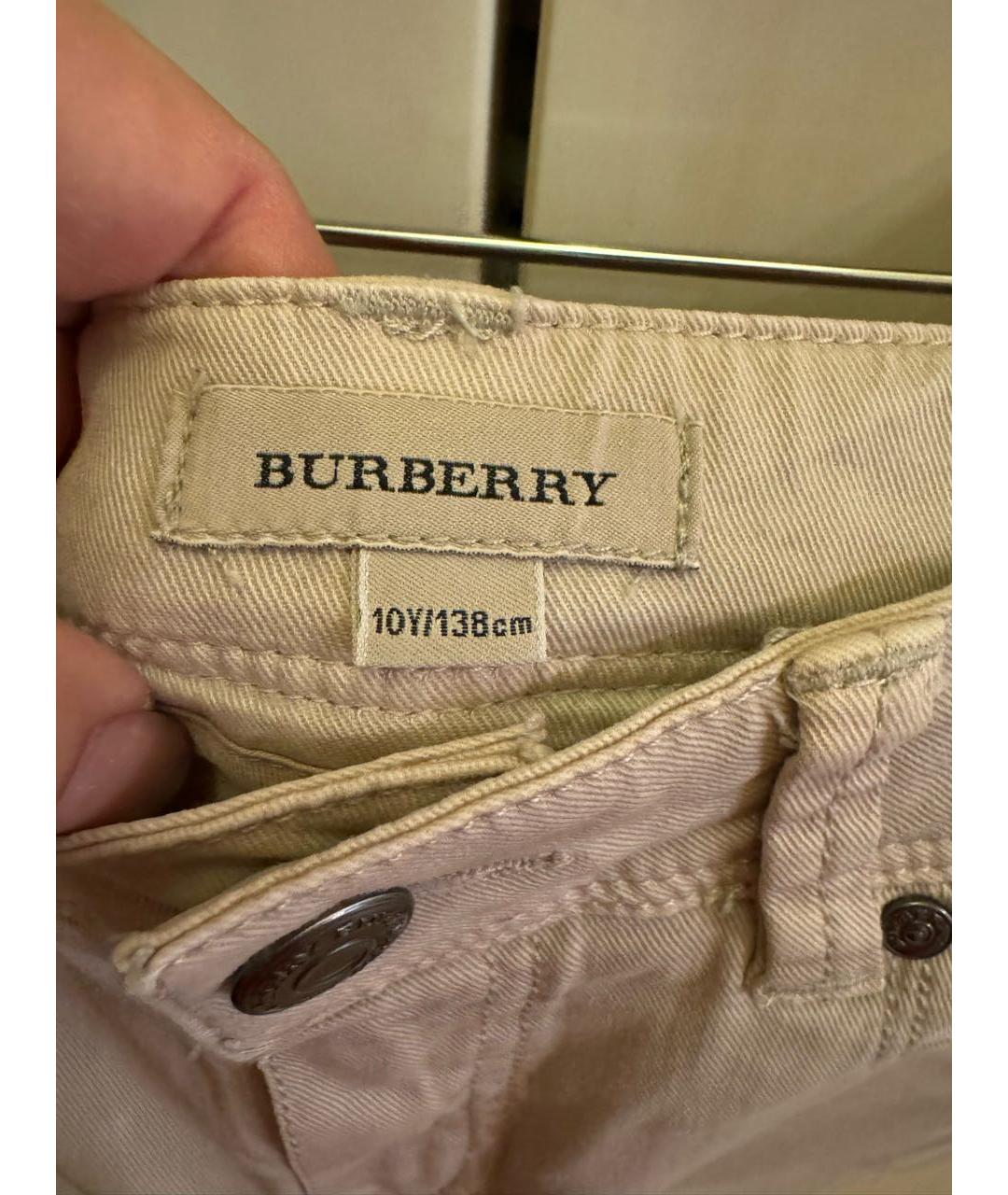 BURBERRY Бежевые хлопковые брюки и шорты, фото 3