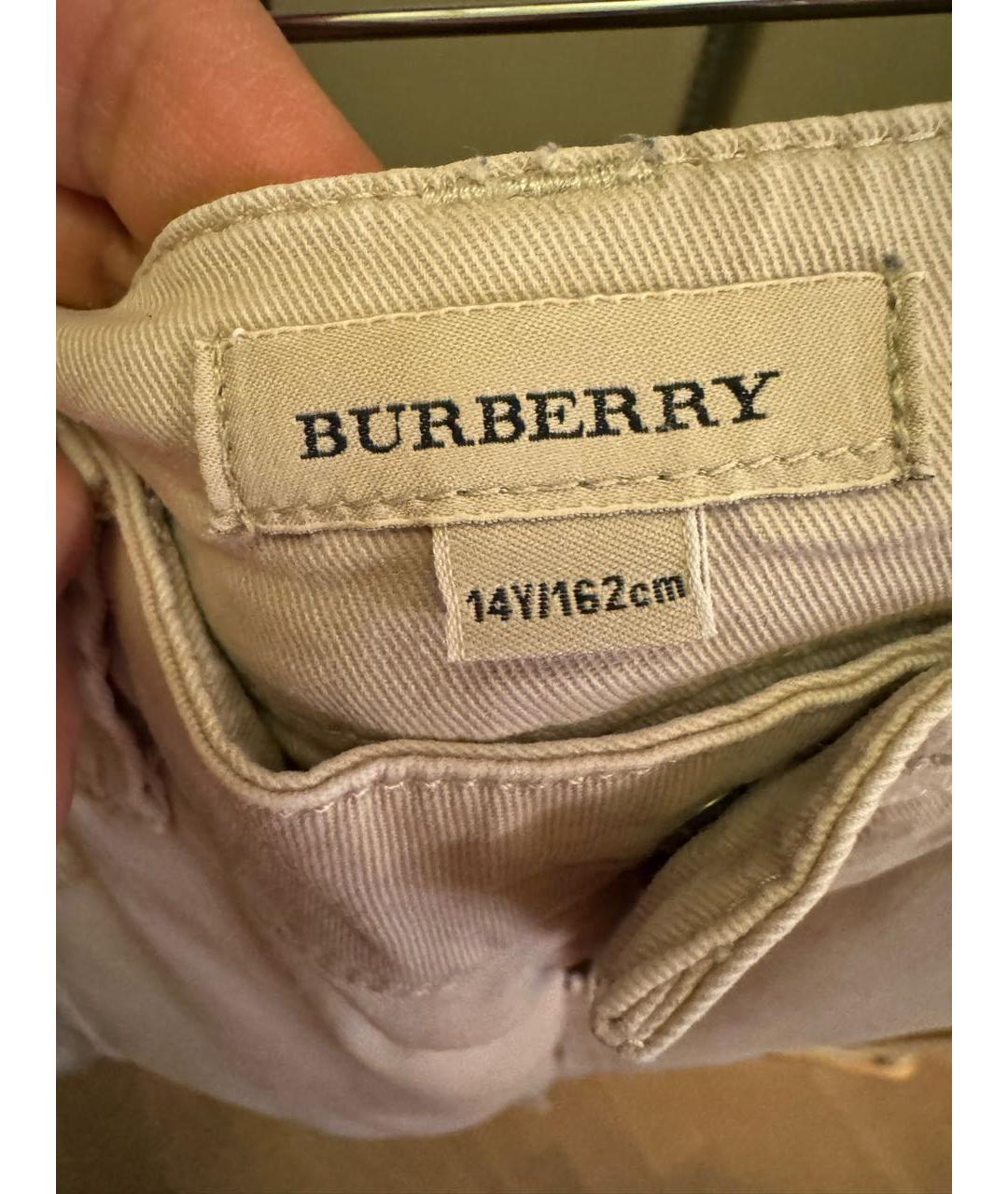 BURBERRY Бежевые хлопковые детские джинсы, фото 3