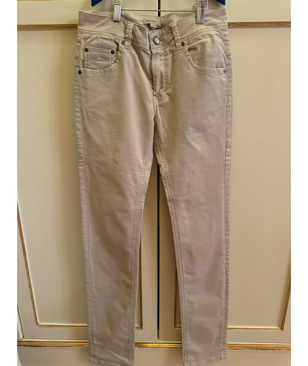 BURBERRY Бежевые хлопковые детские джинсы, фото 5