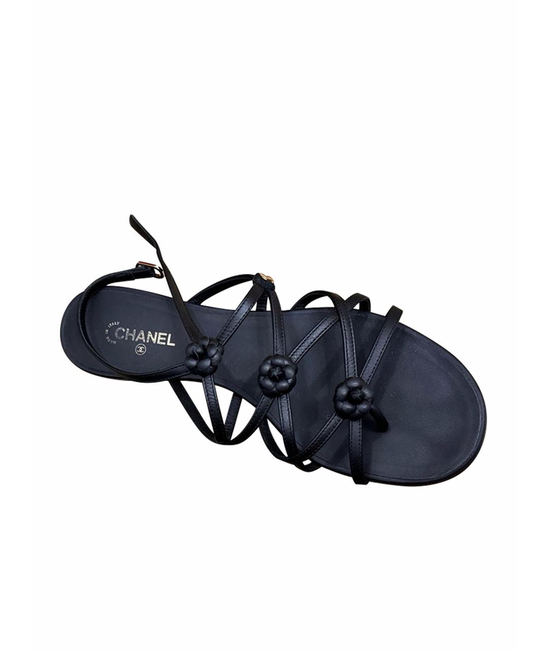 CHANEL Черные кожаные сандалии, фото 1