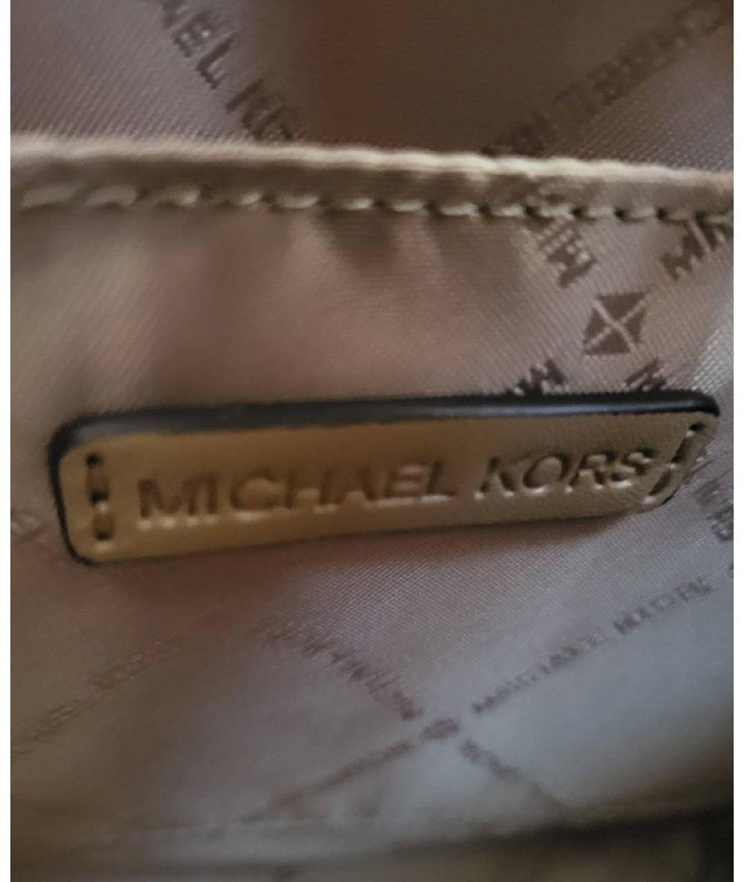 MICHAEL KORS Бежевая кожаная сумка с короткими ручками, фото 5