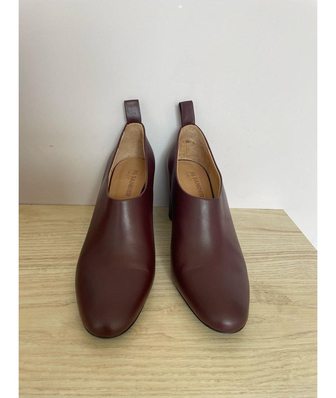 JIL SANDER Бордовые кожаные туфли, фото 2