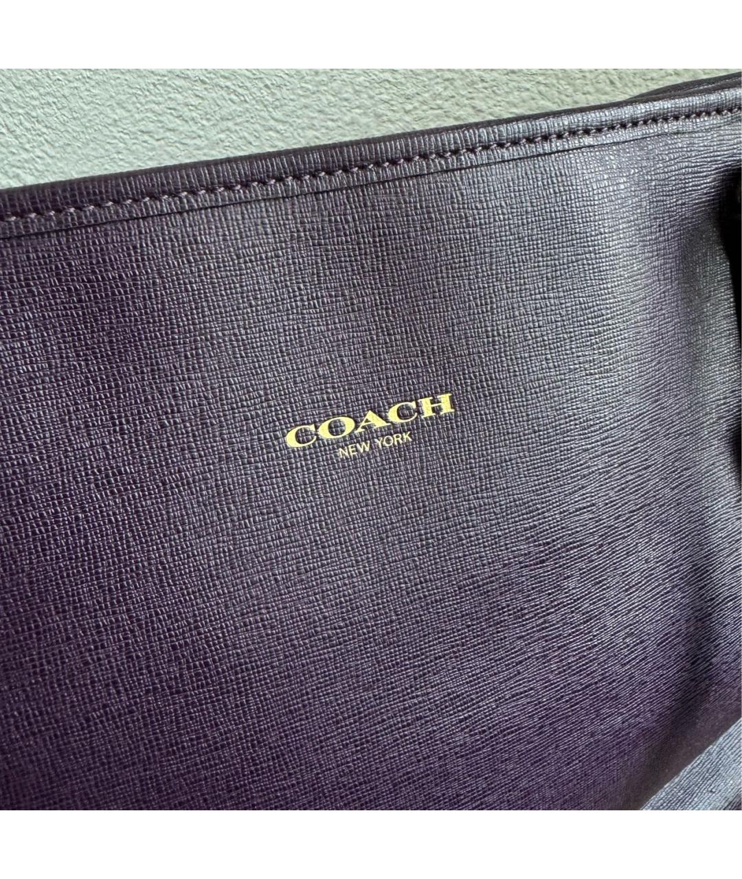 COACH Фиолетовая кожаная сумка тоут, фото 5