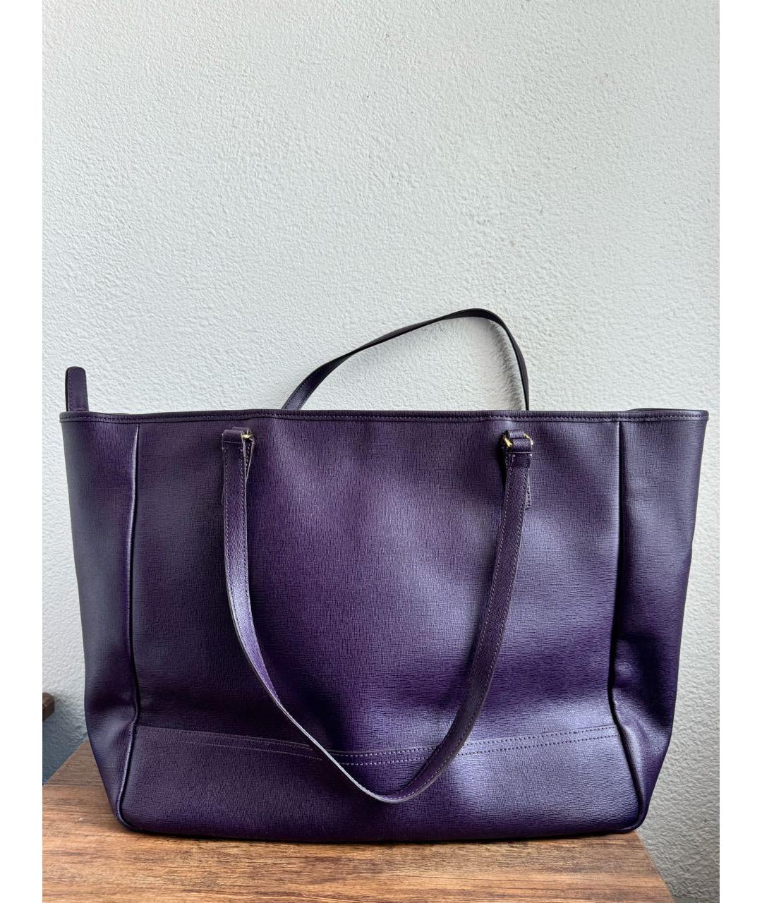 COACH Фиолетовая кожаная сумка тоут, фото 3