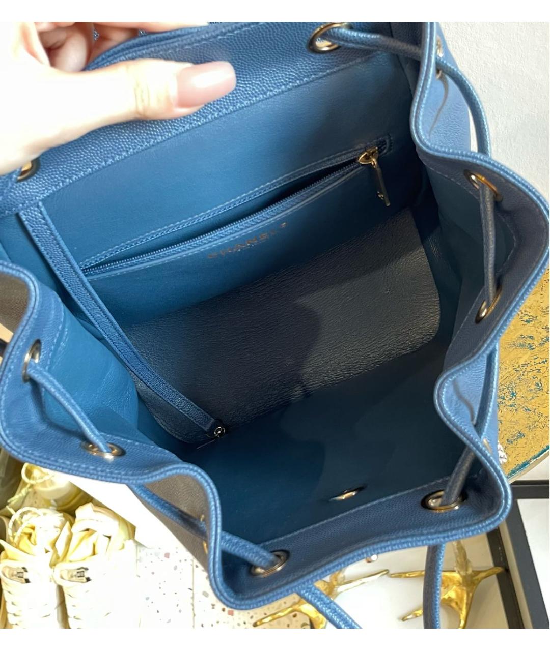 CHANEL Синий кожаный рюкзак, фото 4