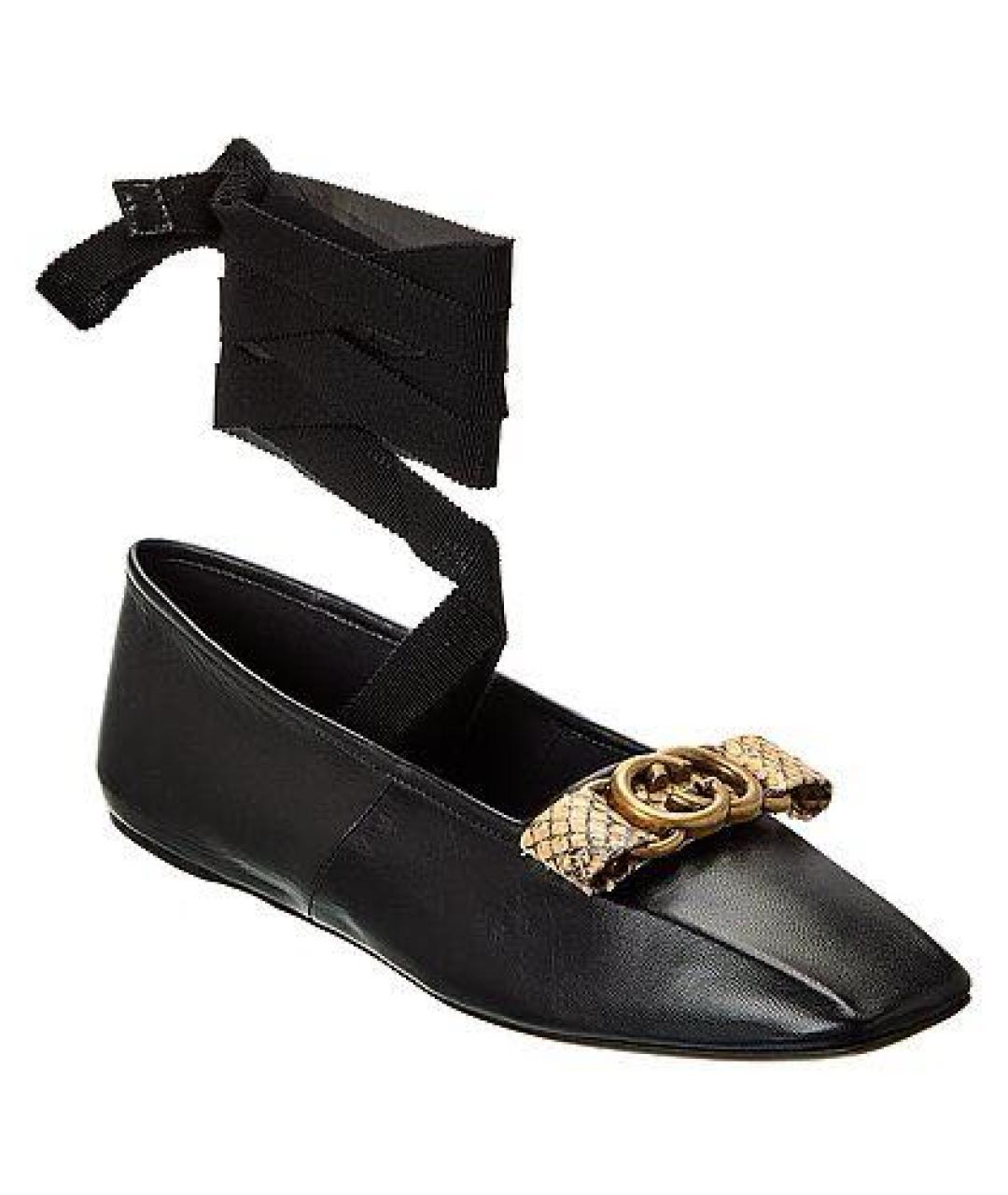GUCCI Черные кожаные балетки, фото 3