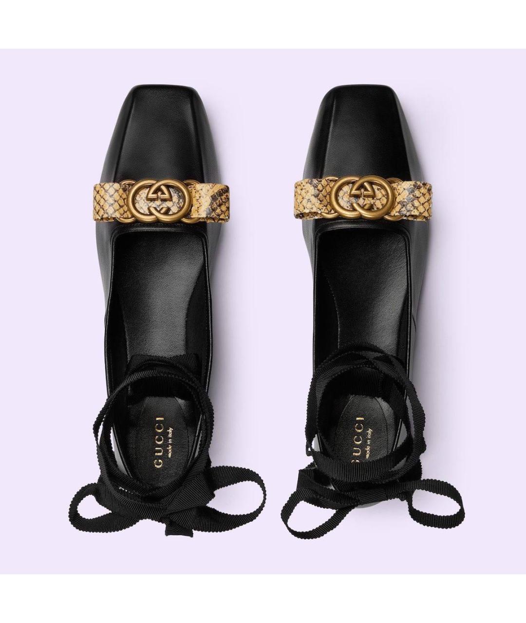 GUCCI Черные кожаные балетки, фото 4