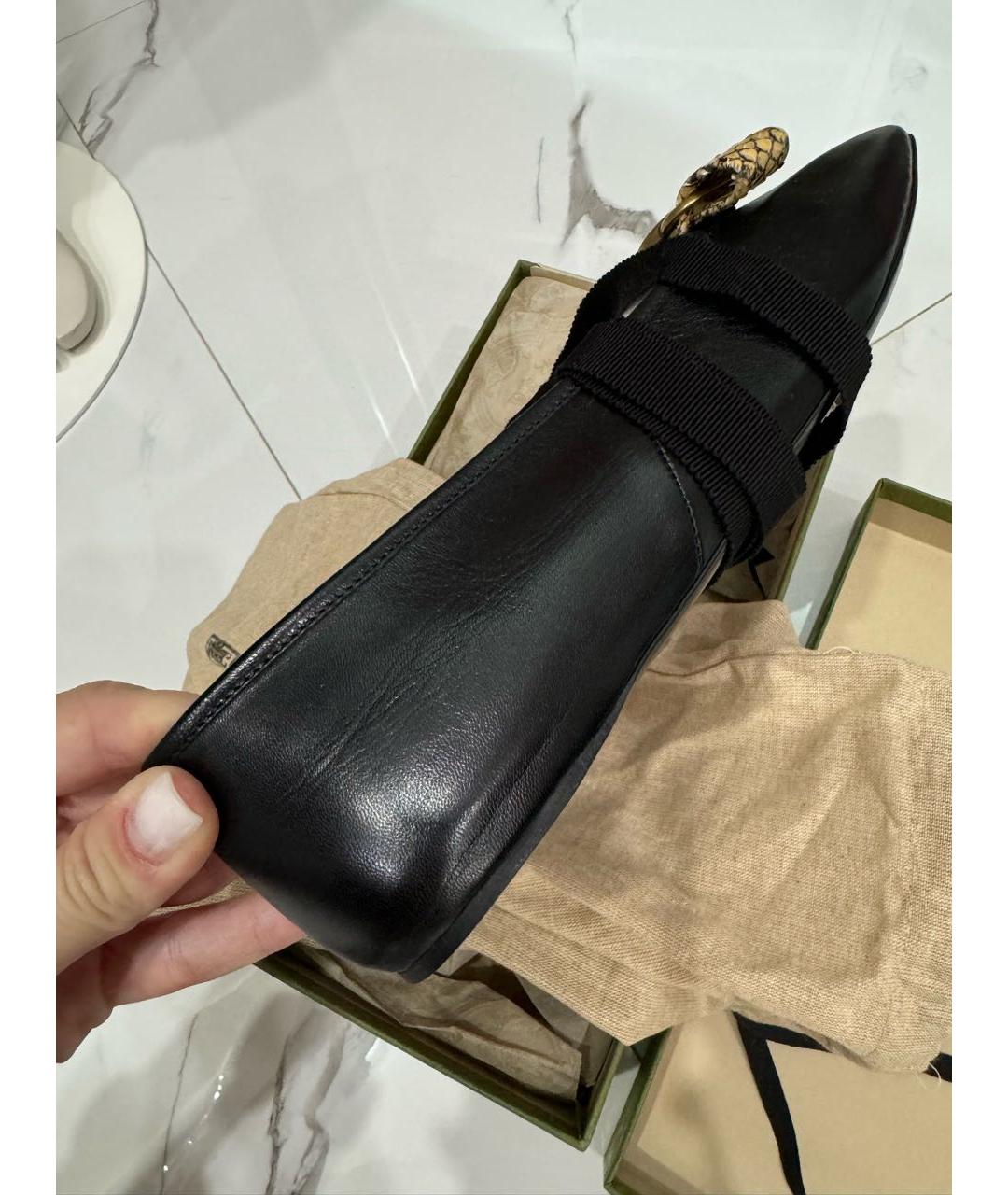 GUCCI Черные кожаные балетки, фото 8