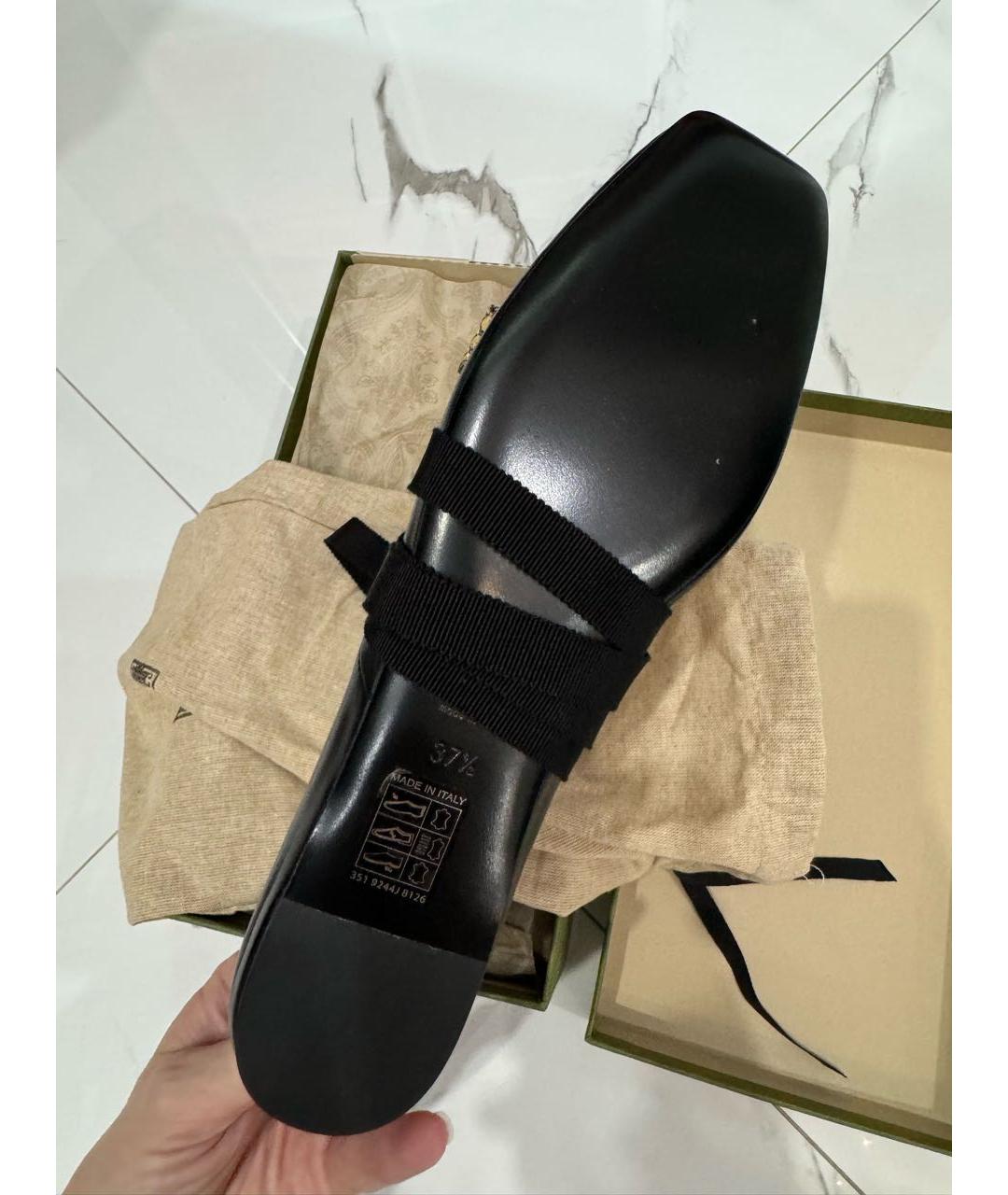 GUCCI Черные кожаные балетки, фото 7