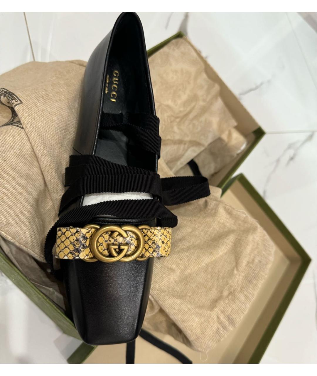 GUCCI Черные кожаные балетки, фото 6