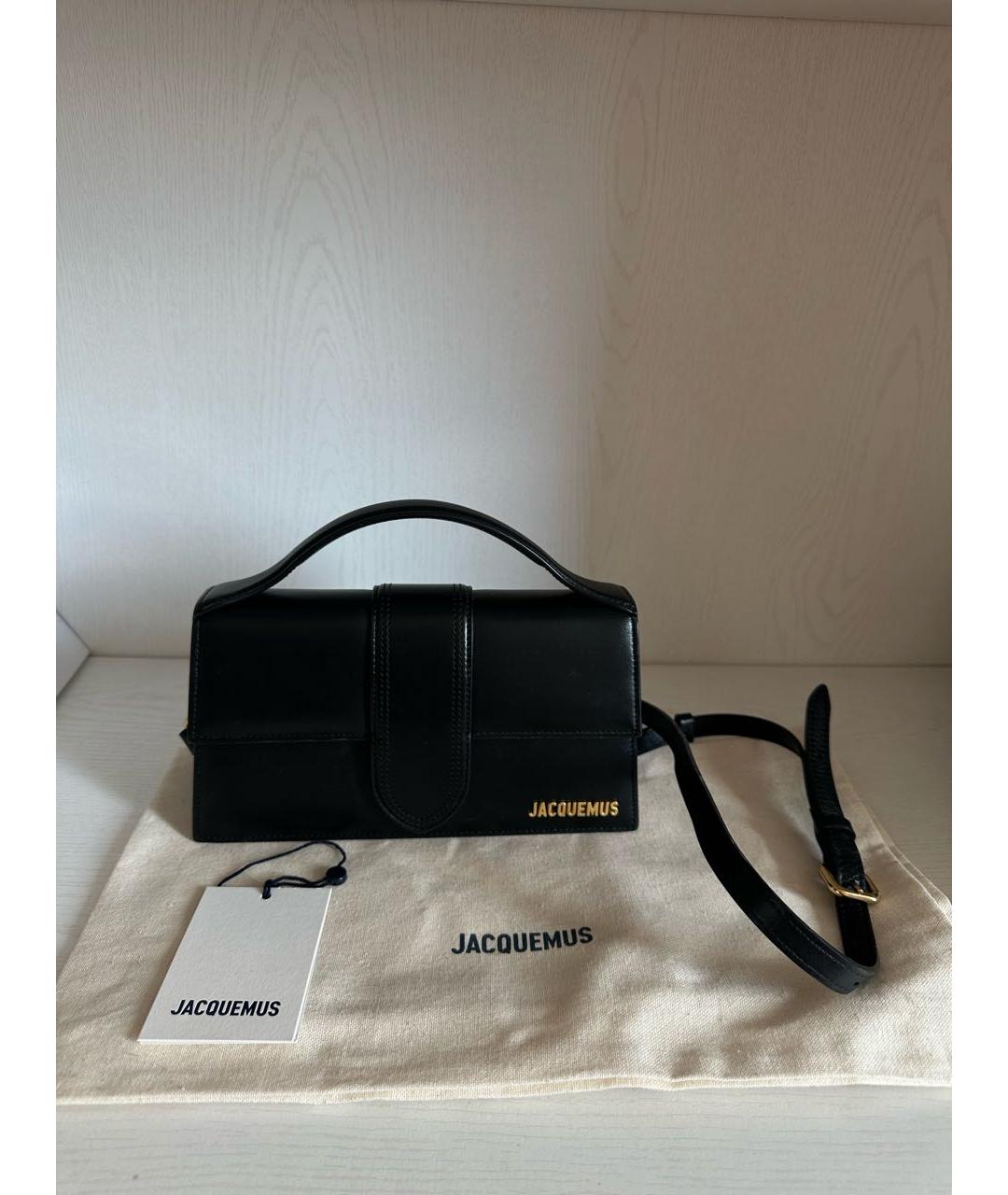 JACQUEMUS Черная кожаная сумка через плечо, фото 5