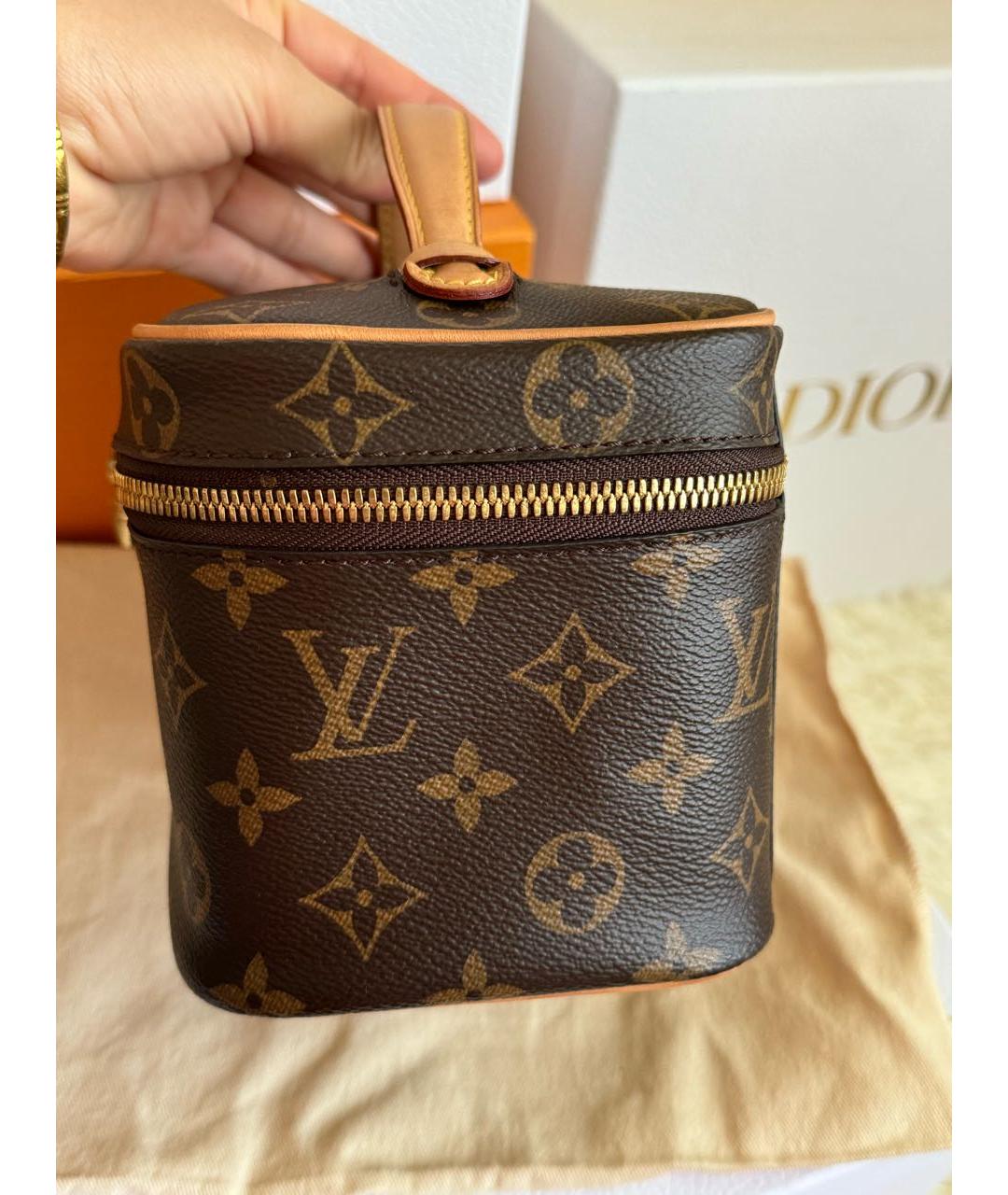 LOUIS VUITTON Коричневая кожаная сумка с короткими ручками, фото 4