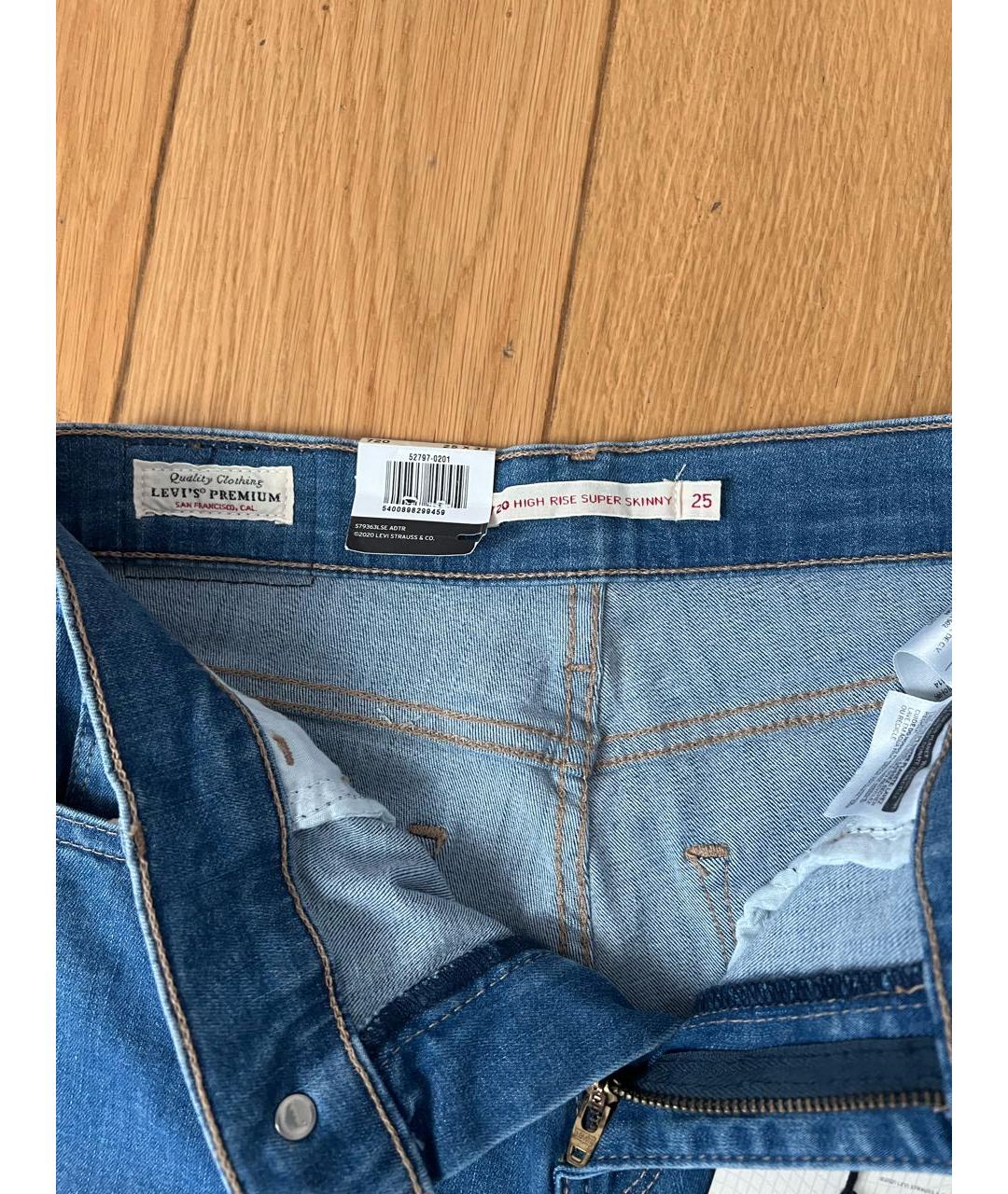 LEVI'S Голубые хлопко-полиэстеровые джинсы слим, фото 3