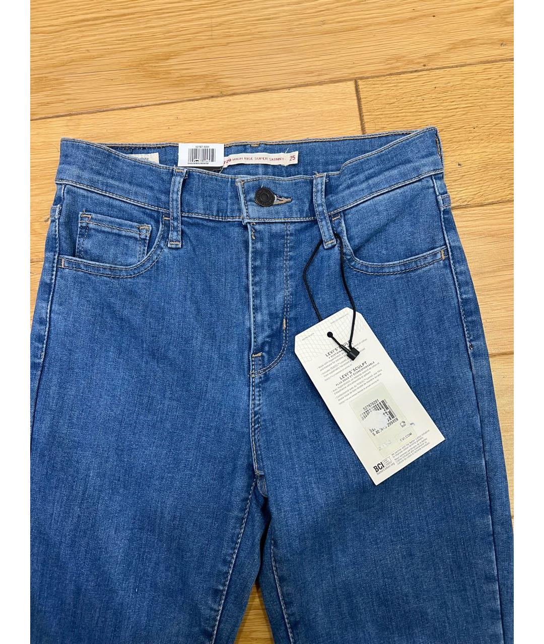 LEVI'S Голубые хлопко-полиэстеровые джинсы слим, фото 5