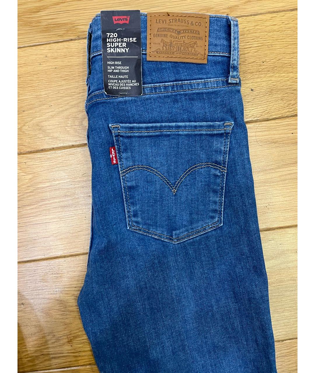 LEVI'S Голубые хлопко-полиэстеровые джинсы слим, фото 6