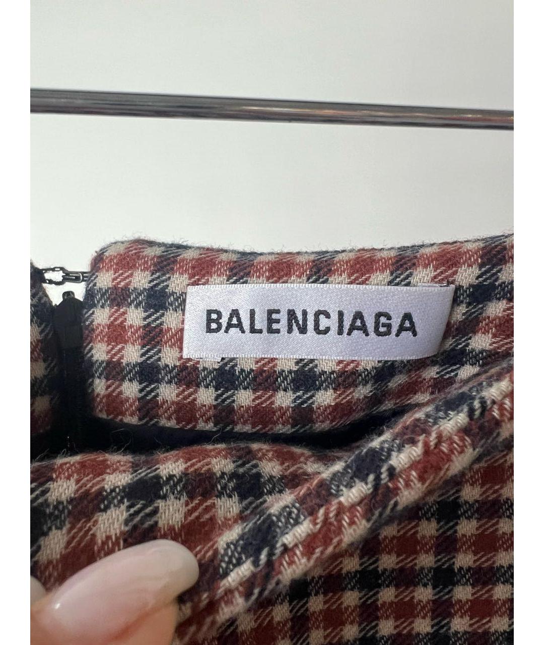 BALENCIAGA Коричневая шерстяная юбка миди, фото 4