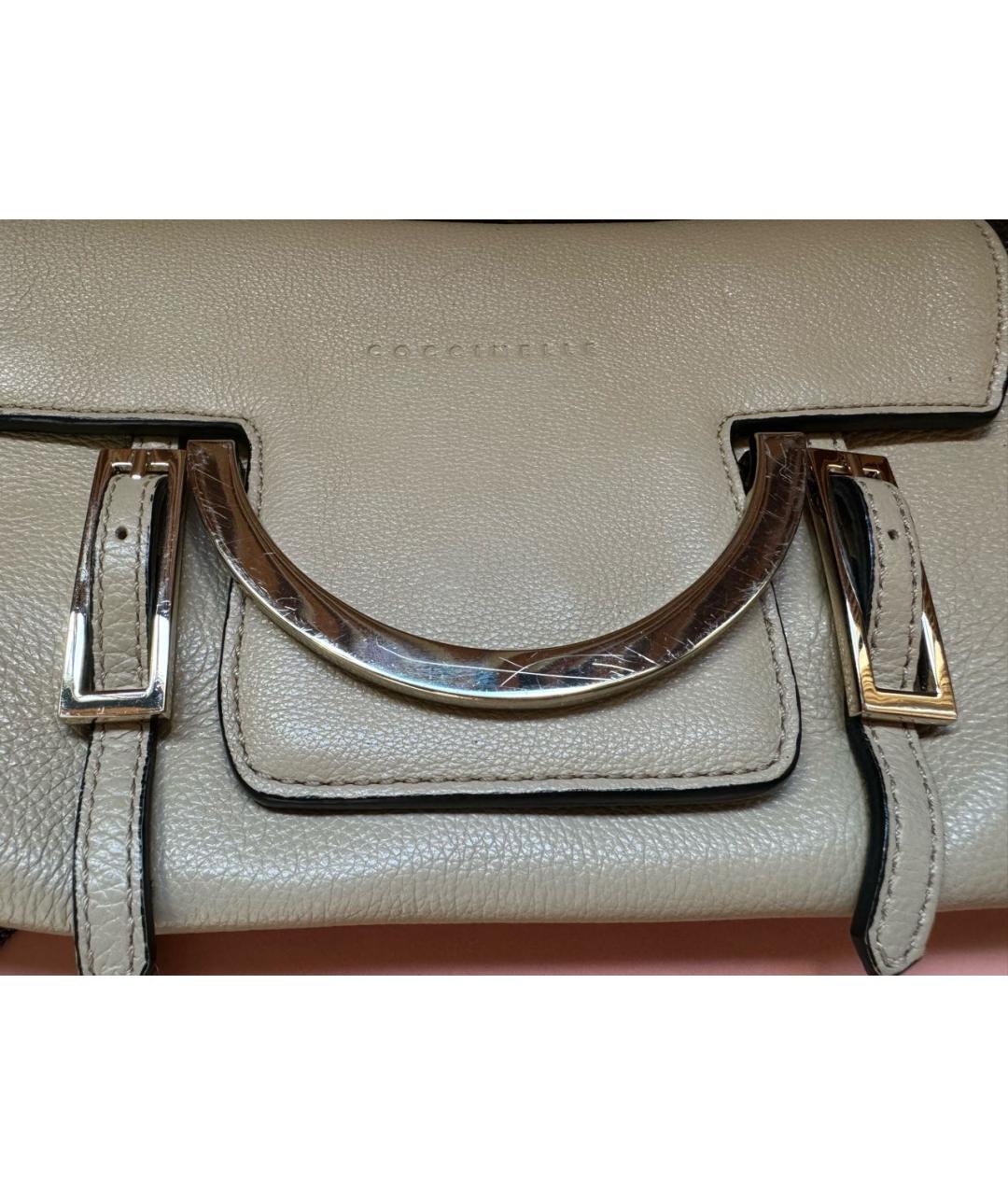 COCCINELLE Бежевая кожаная сумка через плечо, фото 2