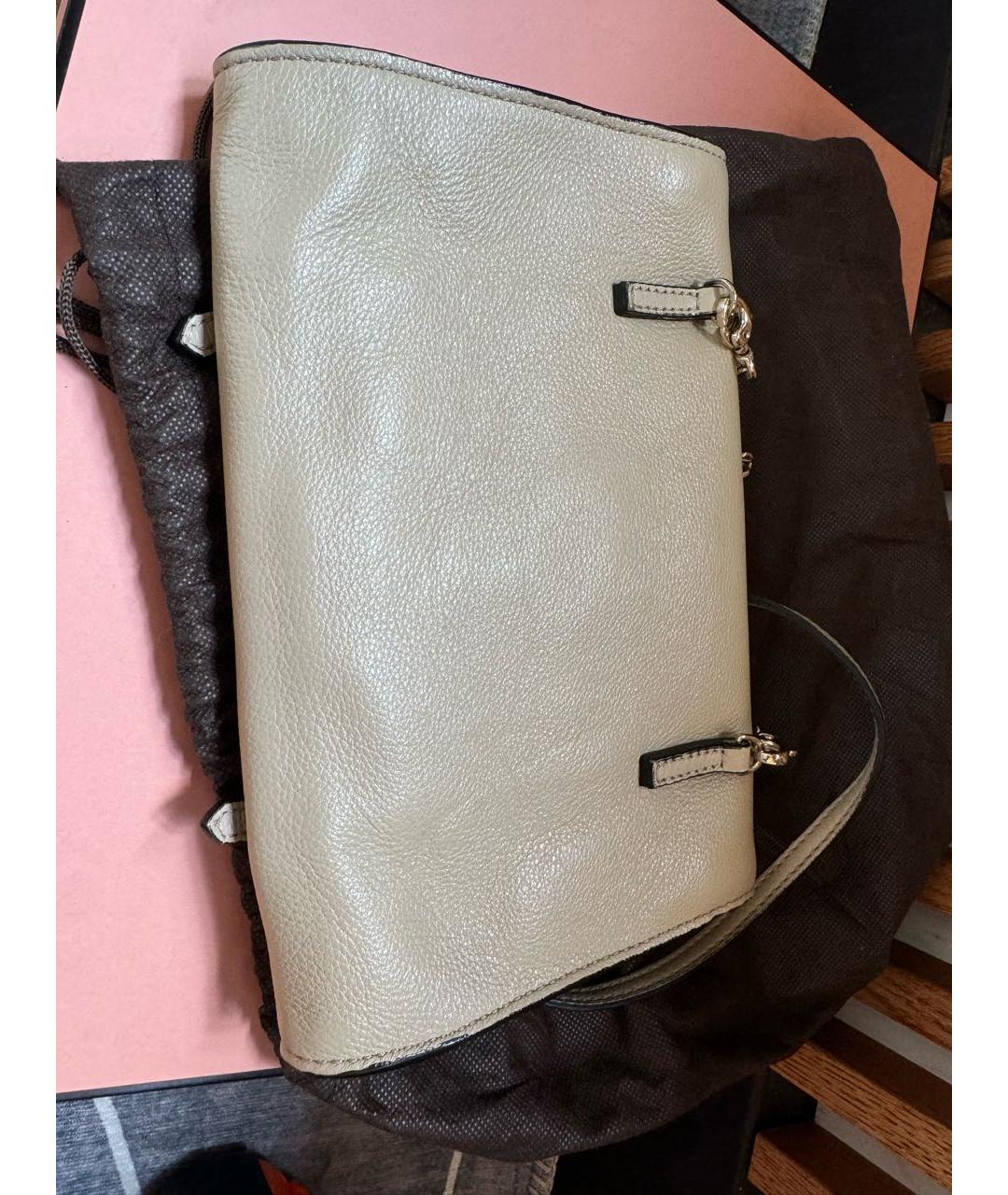 COCCINELLE Бежевая кожаная сумка через плечо, фото 3