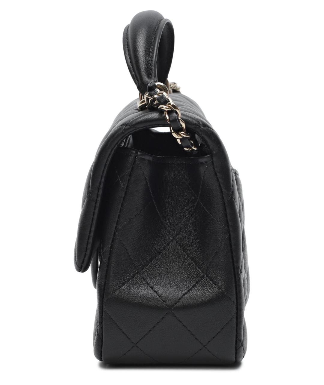 CHANEL Черная кожаная сумка с короткими ручками, фото 6