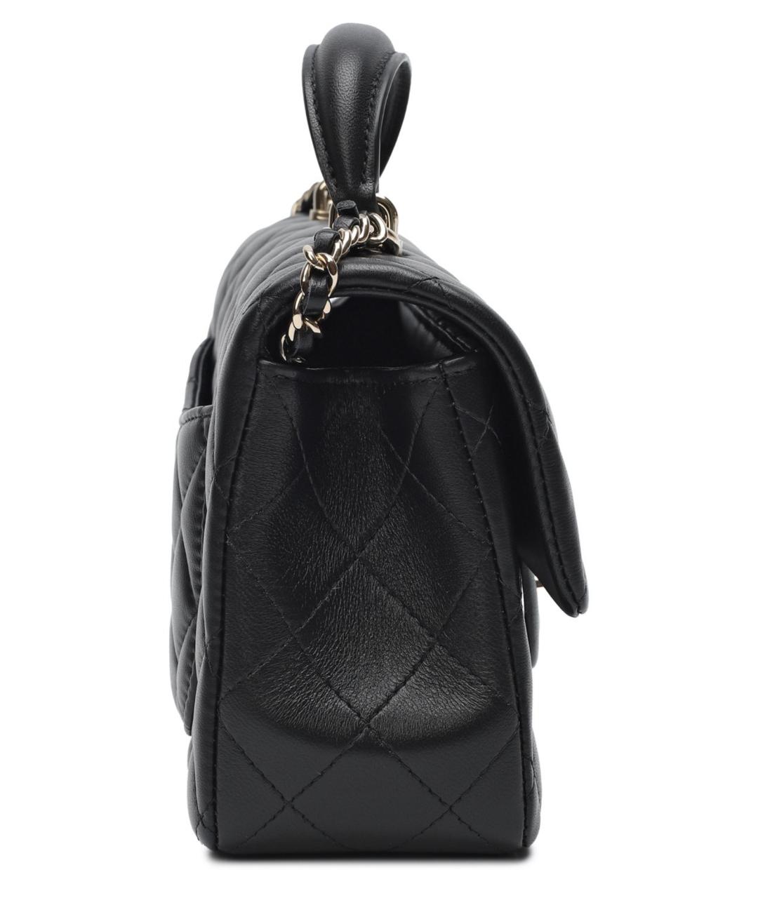 CHANEL Черная кожаная сумка с короткими ручками, фото 2