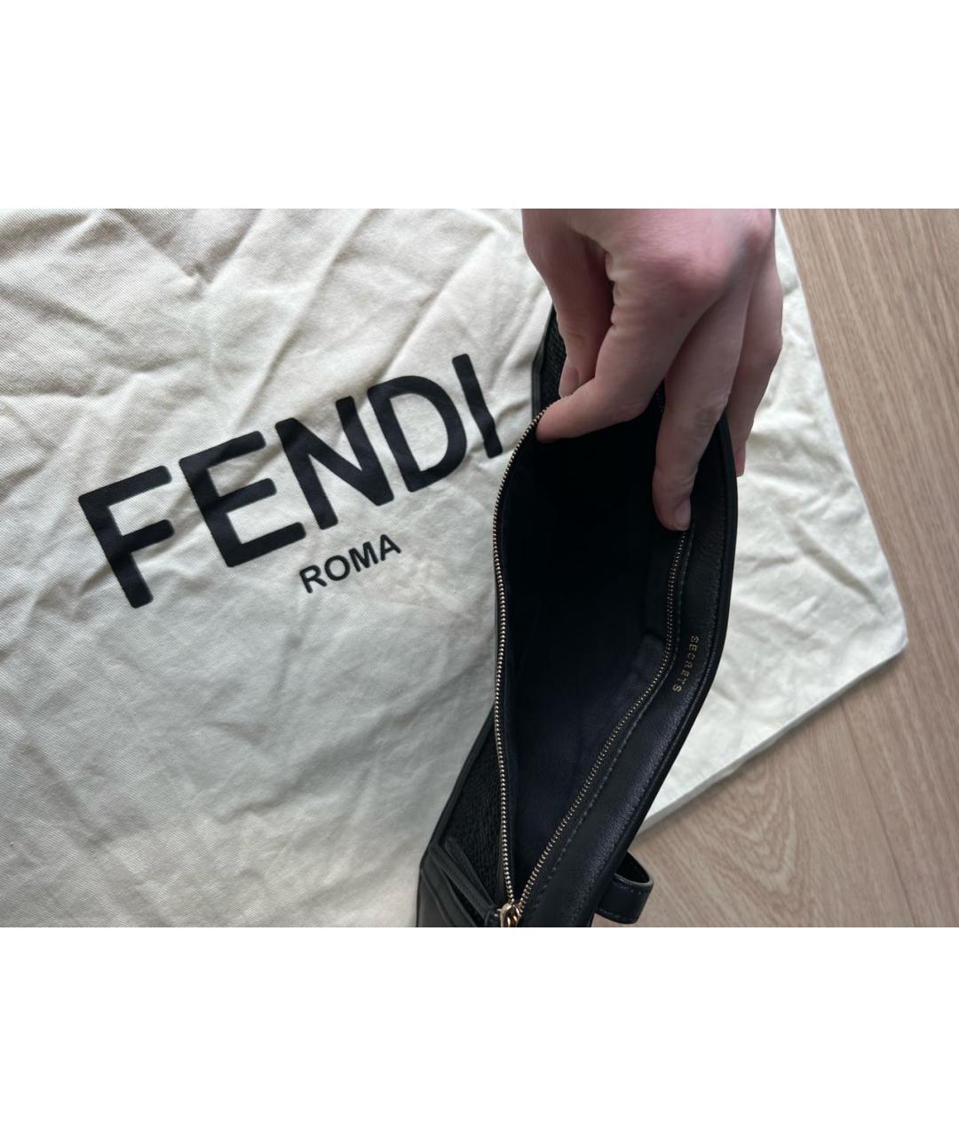 FENDI Черная кожаная поясная сумка, фото 4