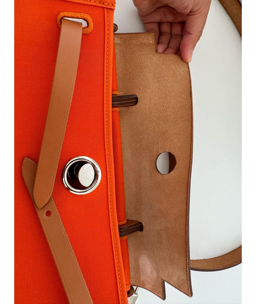 HERMES Оранжевая кожаная сумка с короткими ручками, фото 4