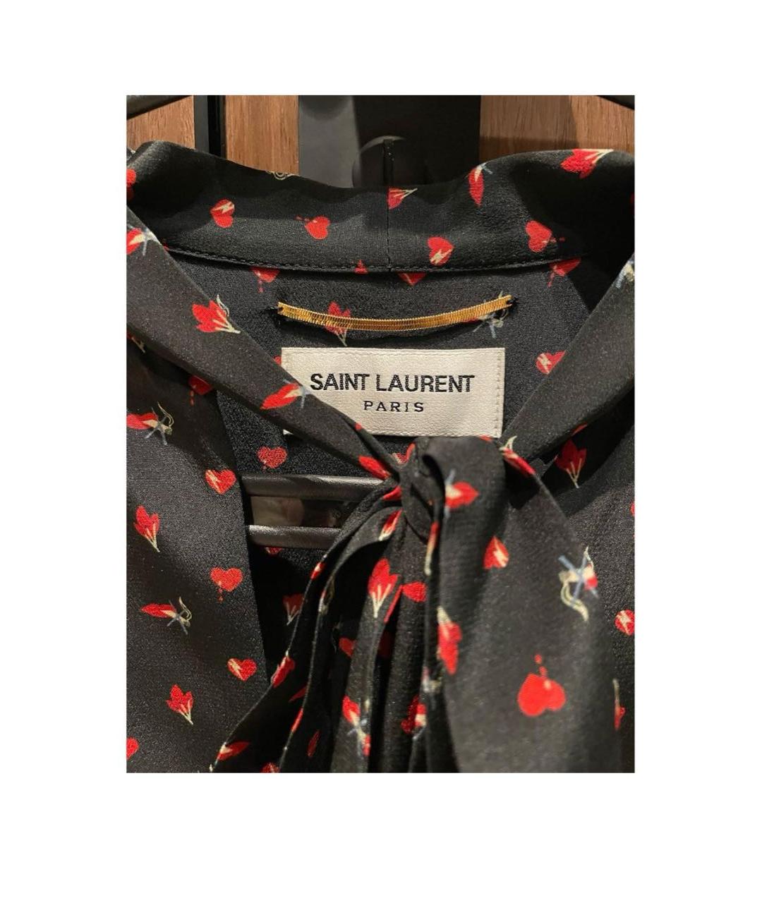 SAINT LAURENT Черное шелковое повседневное платье, фото 3