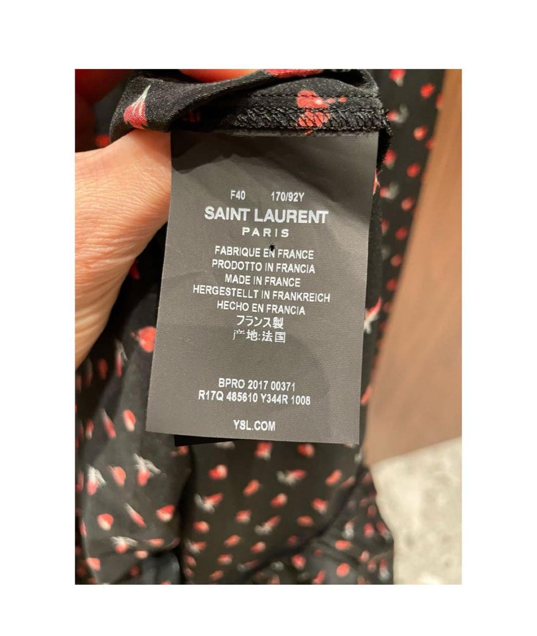 SAINT LAURENT Черное шелковое повседневное платье, фото 4