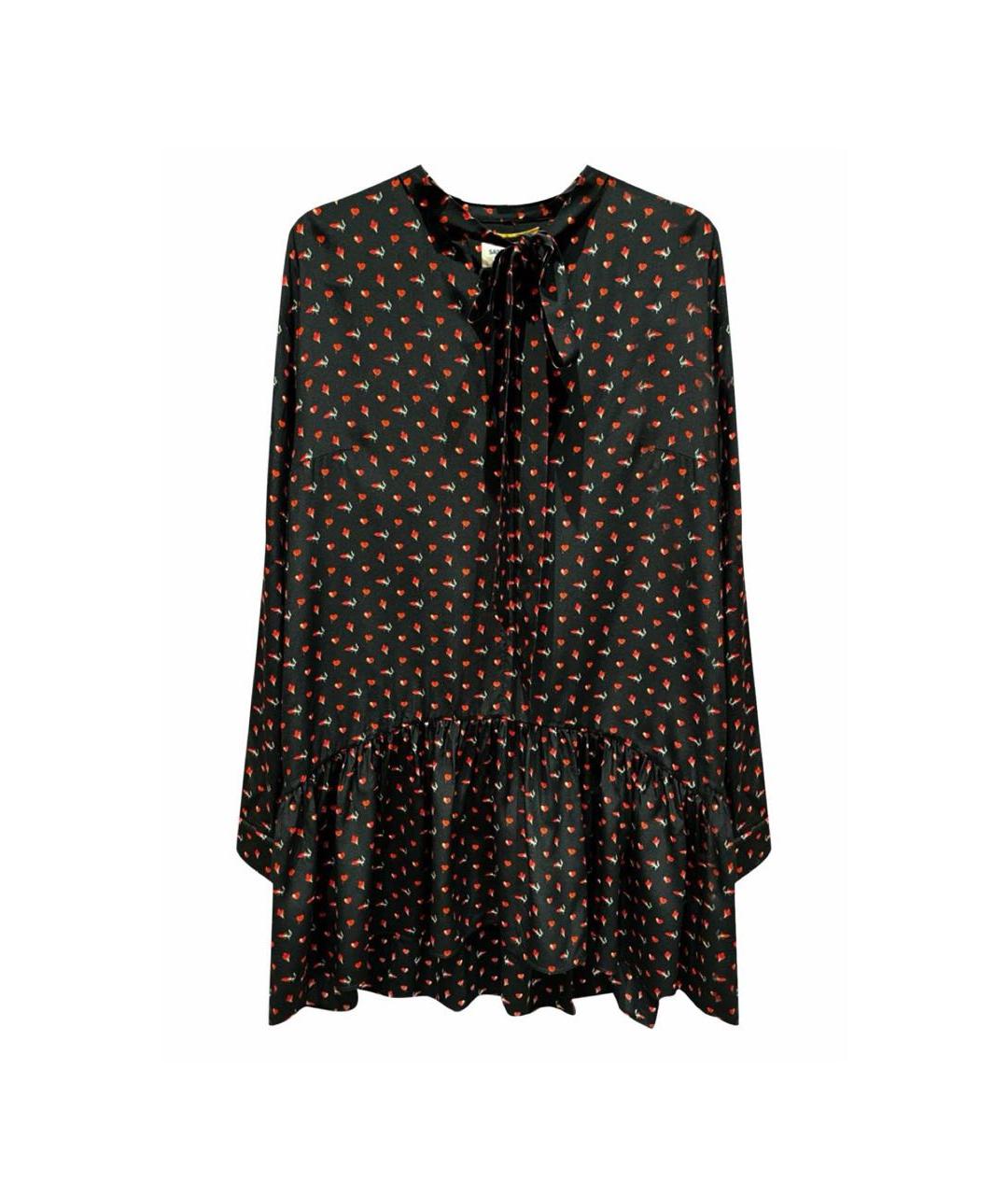 SAINT LAURENT Черное шелковое повседневное платье, фото 1