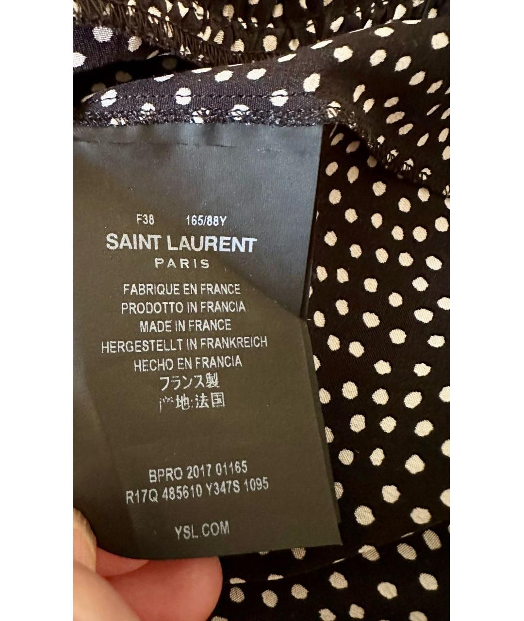 SAINT LAURENT Черное шелковое повседневное платье, фото 3