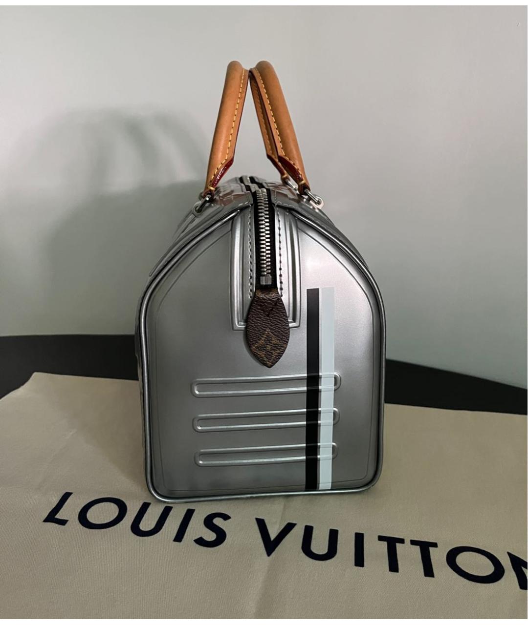 LOUIS VUITTON Серебряная кожаная сумка с короткими ручками, фото 4