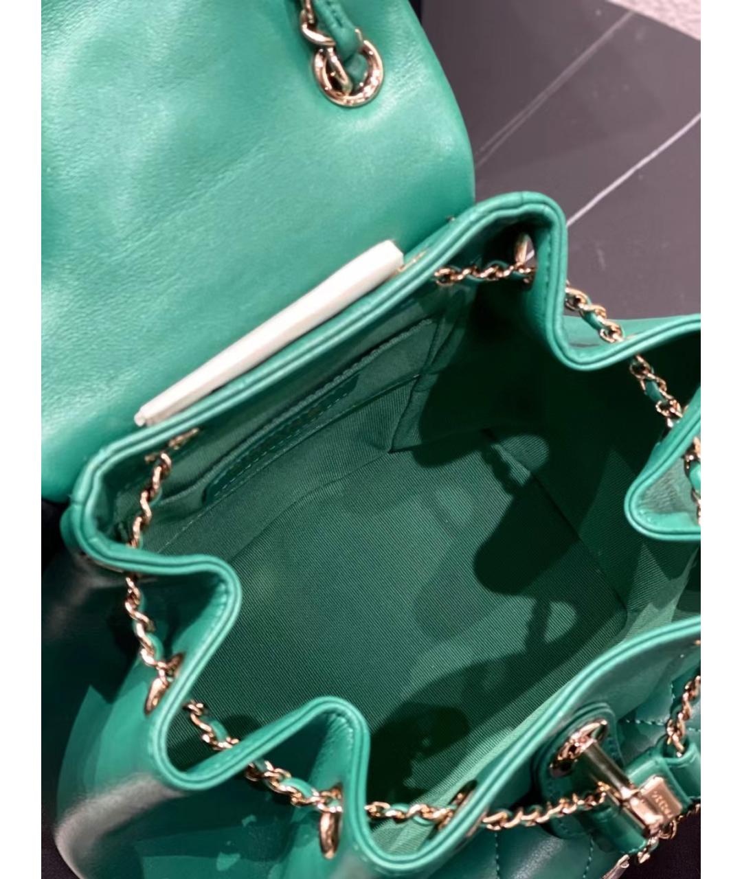 CHANEL Зеленый кожаный рюкзак, фото 8