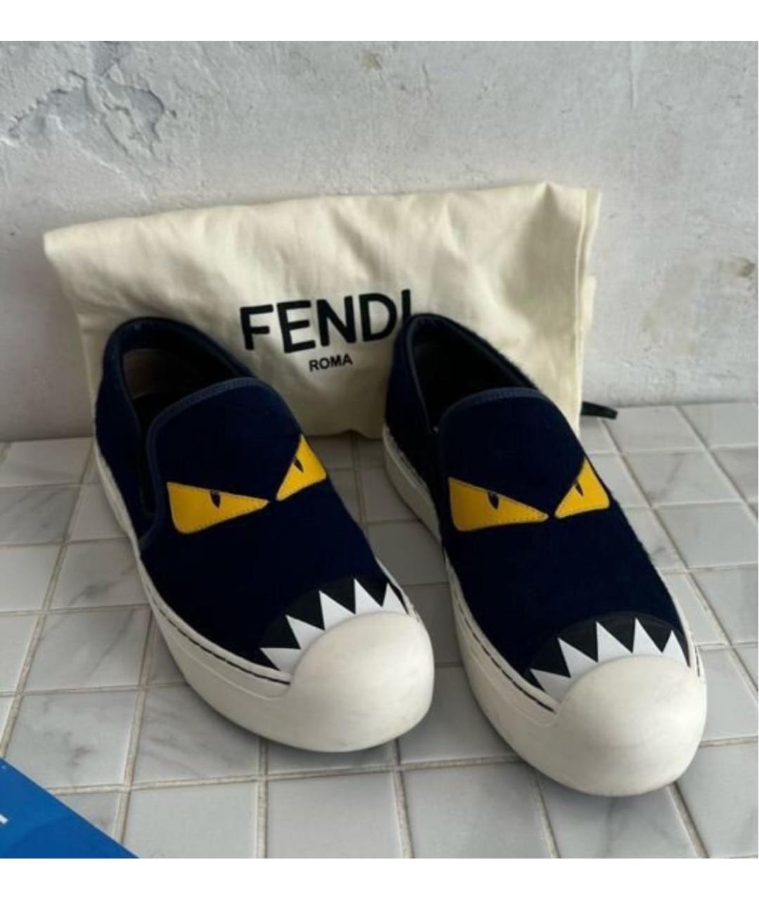 FENDI Синие слипоны, фото 3