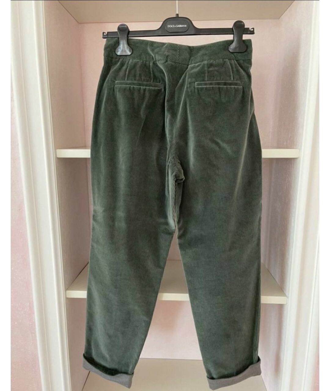 FABIANA FILIPPI Зеленые хлопковые прямые брюки, фото 2