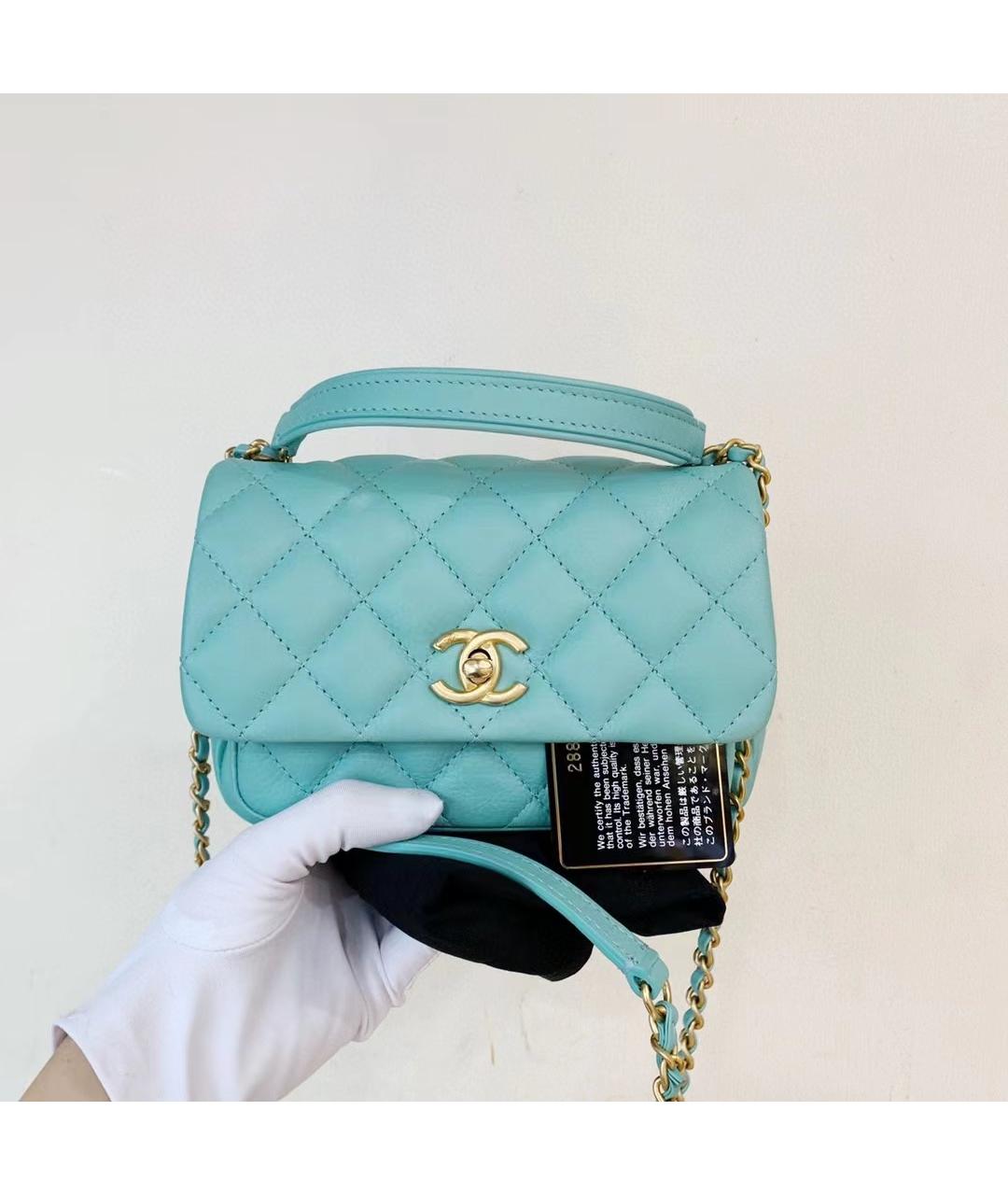CHANEL Голубая кожаная сумка через плечо, фото 2