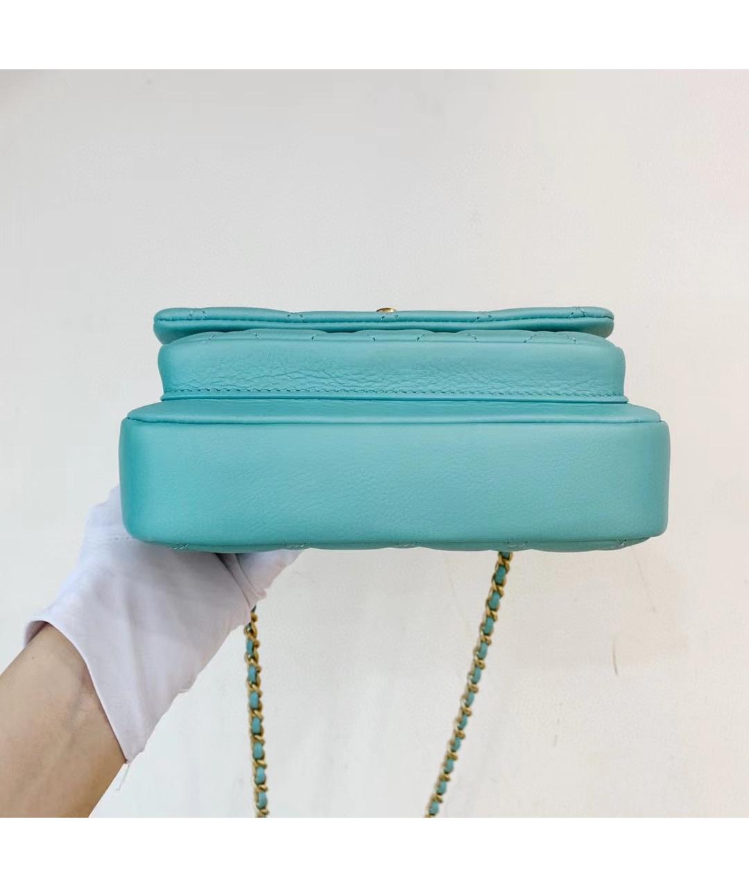 CHANEL Голубая кожаная сумка через плечо, фото 4