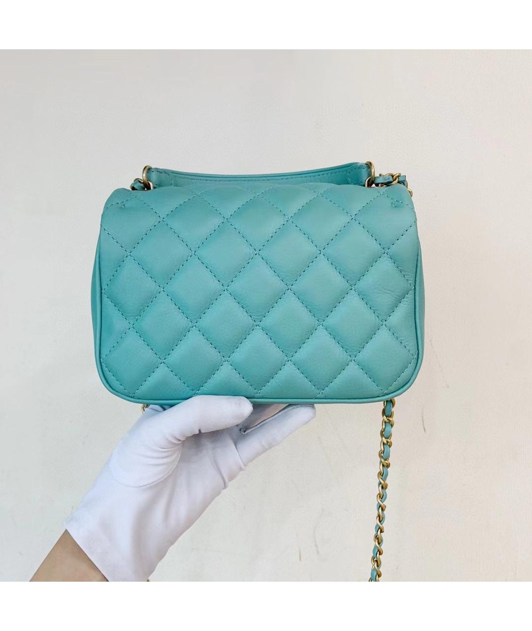 CHANEL Голубая кожаная сумка через плечо, фото 3