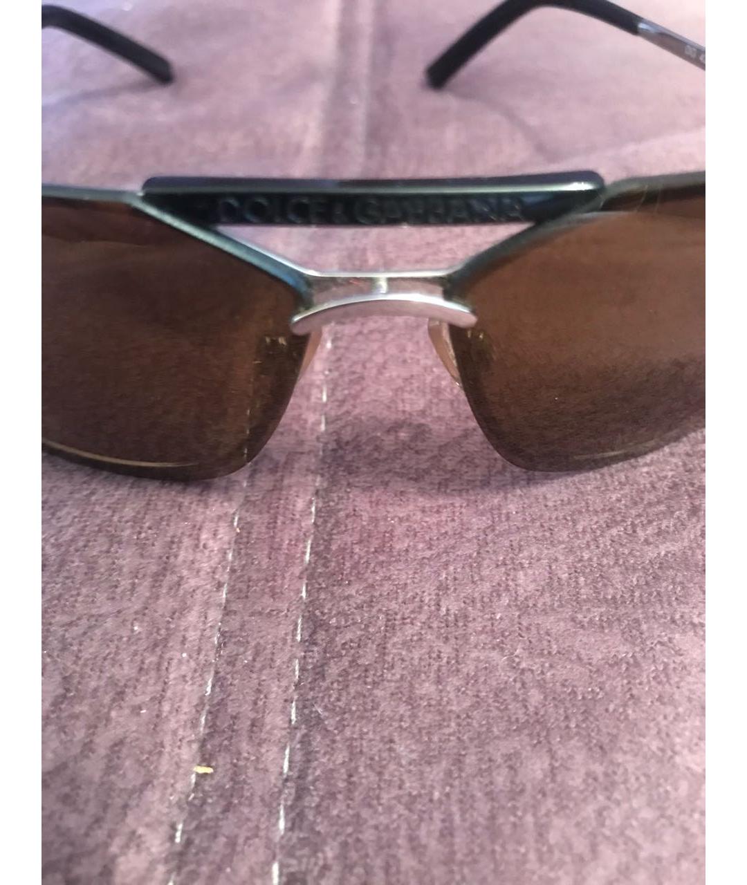 DOLCE&GABBANA Коричневые металлические солнцезащитные очки, фото 5