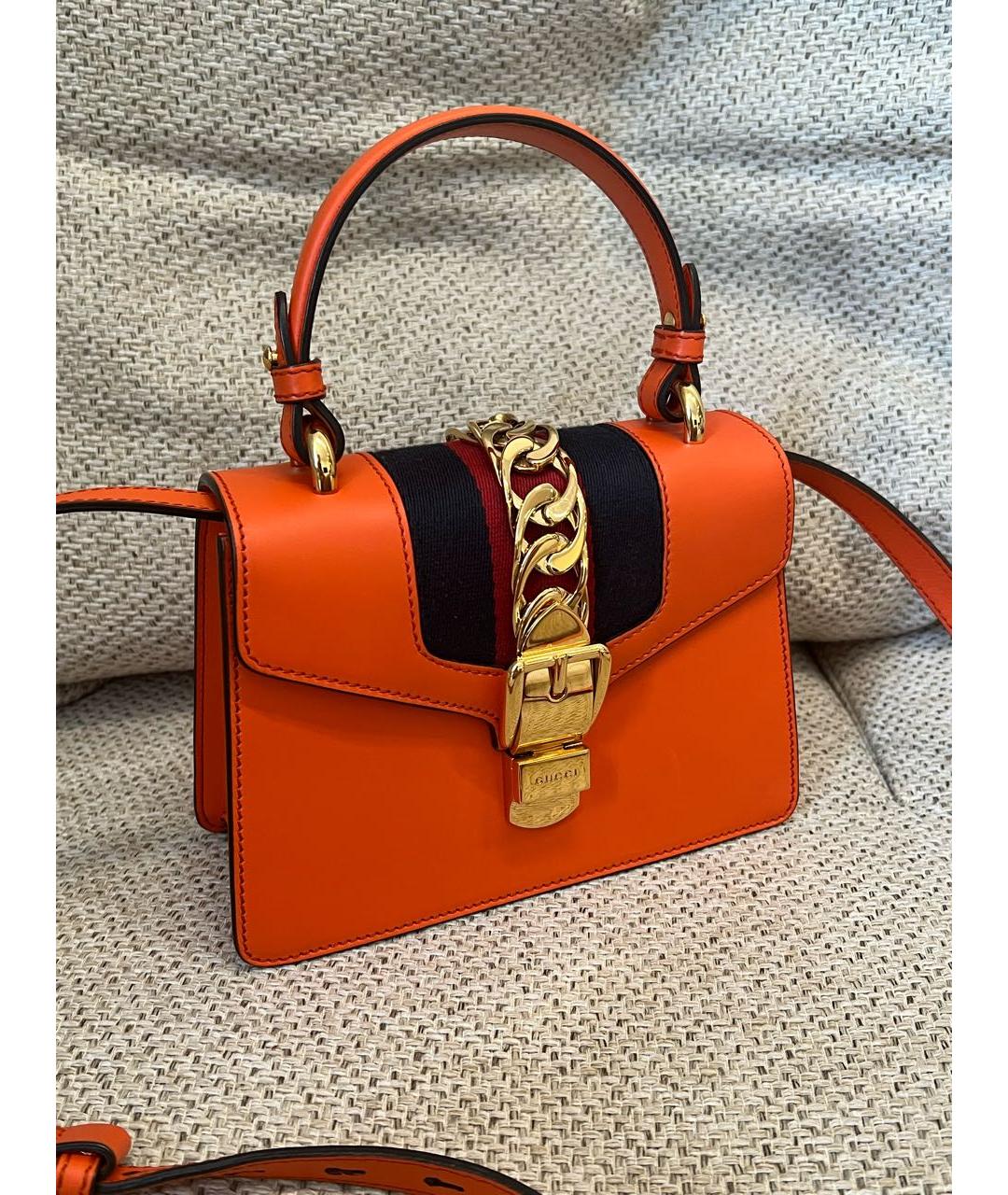 GUCCI Оранжевая кожаная сумка через плечо, фото 7