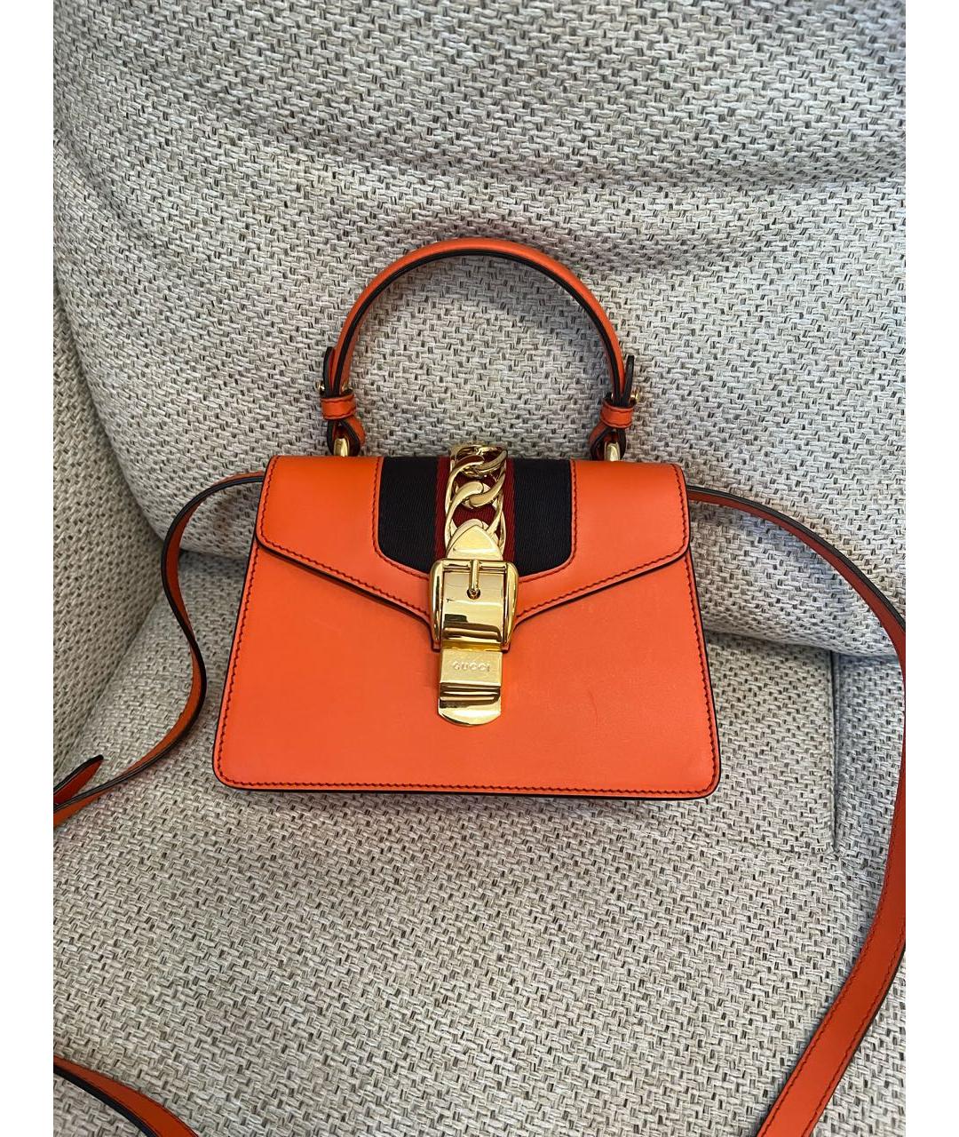 GUCCI Оранжевая кожаная сумка через плечо, фото 9