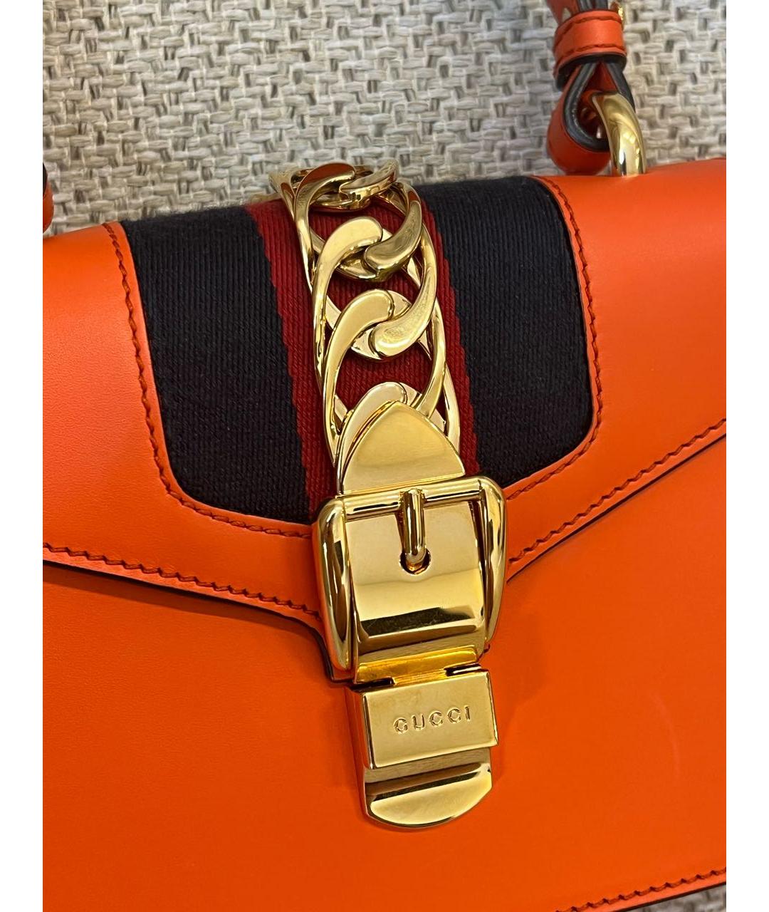 GUCCI Оранжевая кожаная сумка через плечо, фото 3