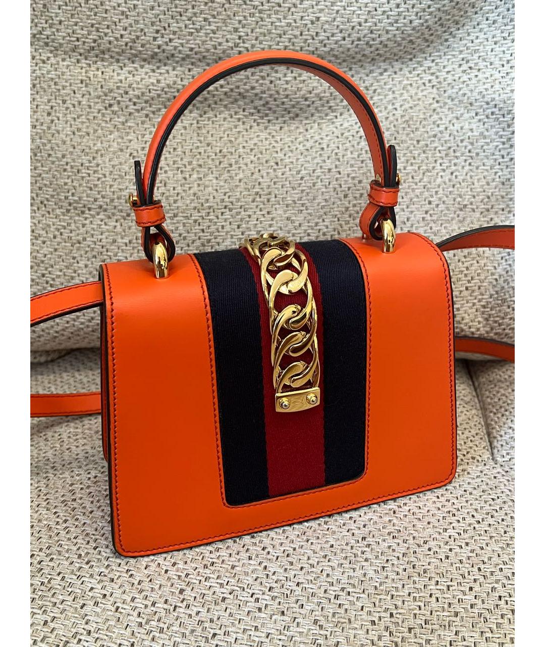 GUCCI Оранжевая кожаная сумка через плечо, фото 2