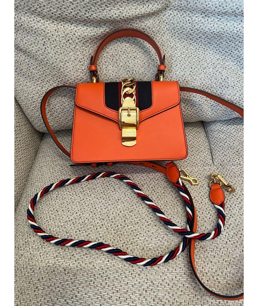 GUCCI Оранжевая кожаная сумка через плечо, фото 6