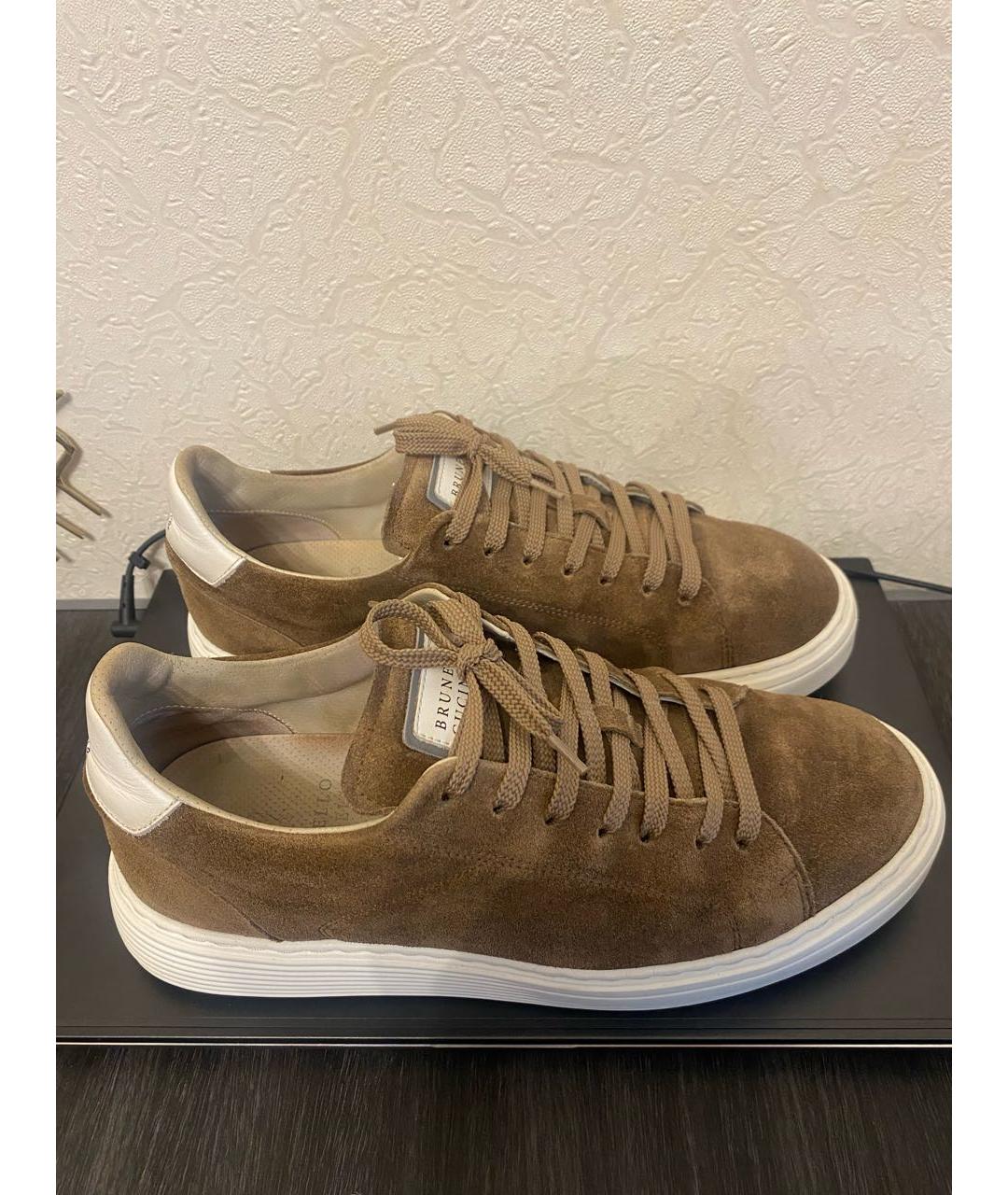 BRUNELLO CUCINELLI Коричневые замшевые низкие кроссовки / кеды, фото 5