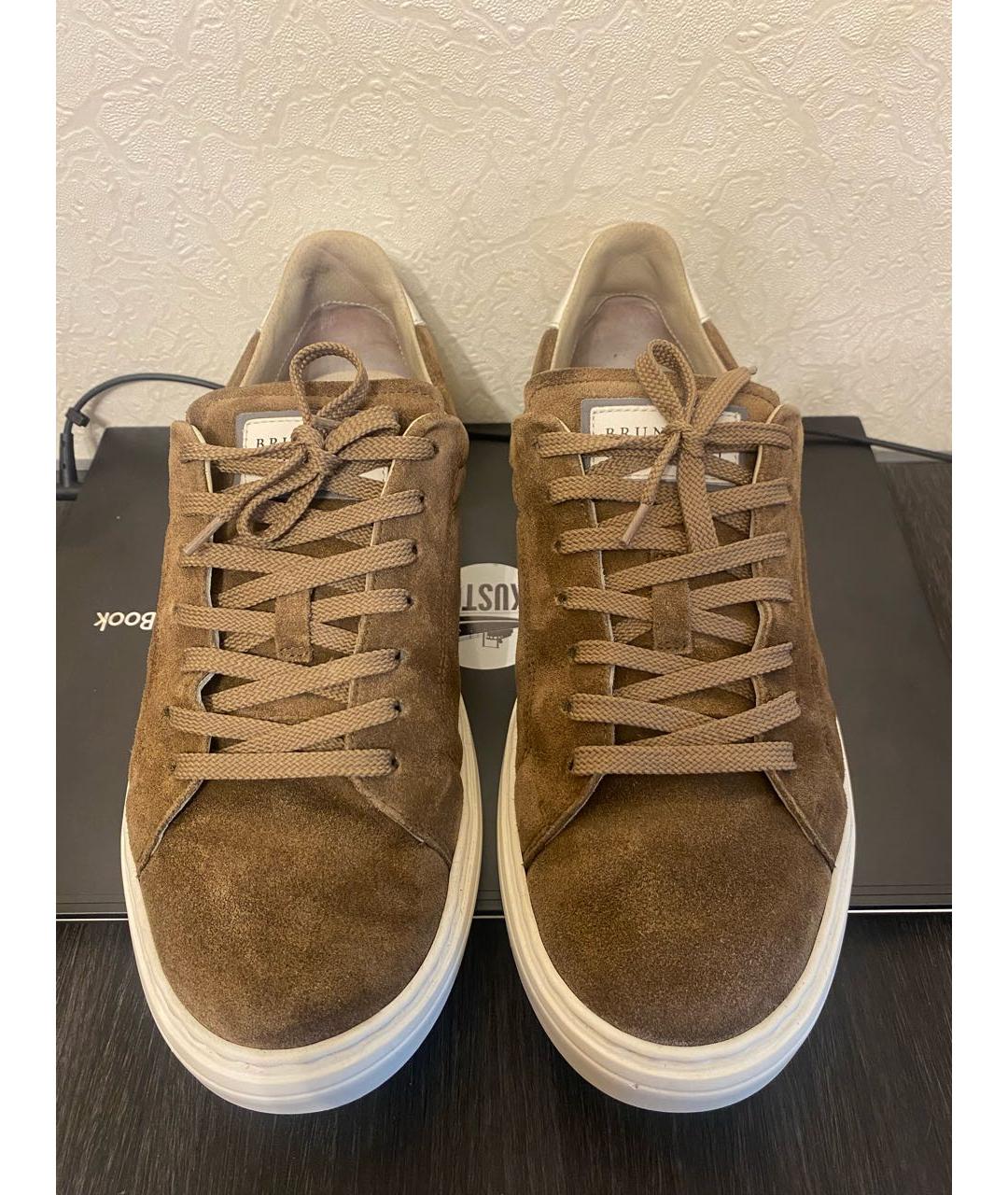 BRUNELLO CUCINELLI Коричневые замшевые низкие кроссовки / кеды, фото 2